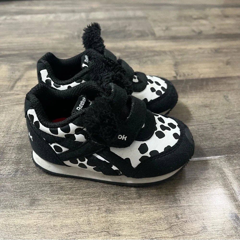 Reebok Black & White Dalmatian Dog Ears & Nose Sneakers Toddler Infant Size 4